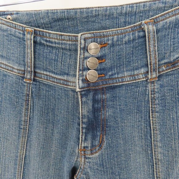 Jill Stuart Womens 6 Embroidered Front Seams Blue Denim Jeans Y2K Cotton Blend - Picture 4 of 12